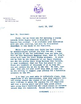 Source: Robinson, Jackie. (April 18, 1967). Letter to President Lyndon B. Johnson. Retrieved August 11, 2002 from the World Wide Web: http://www.archives.gov/digital_classroom/lessons/jackie_robinson/letter_1967.html.